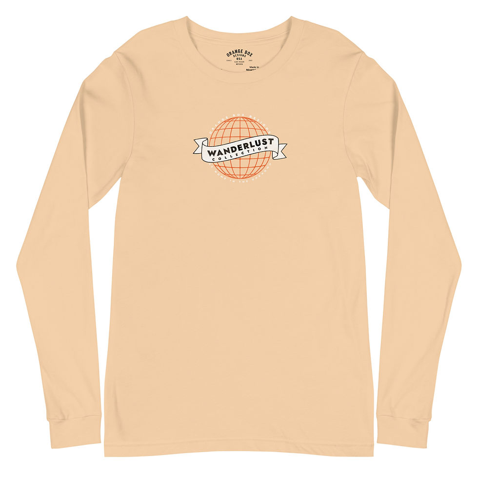 Thumbnail: front of yellow long sleeve shirt with Wanderlust Collection print