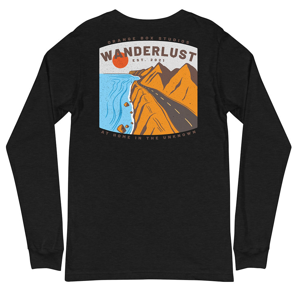 Thumbnail: back of black long sleeve shirt with coastal highway print