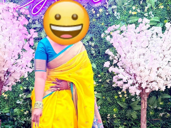 Yellow Silk Saree with Contrast Blue Border