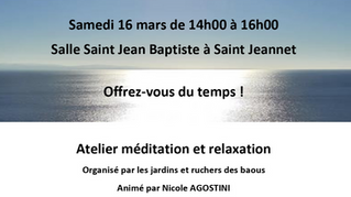 16/03/2024 : Atelier Méditation et Relaxation