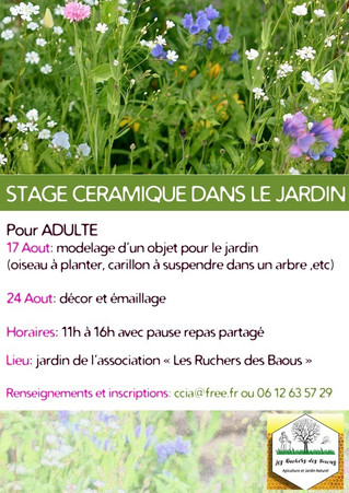 JEUDI 17 AOUT ET 24 AOUT - Atelier céramique avec Cécile Ciaramitaro