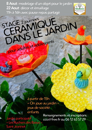 STAGE CERAMIQUE AU JARDIN PARTICIPATIF AVEC CECILE CIARAMITARO