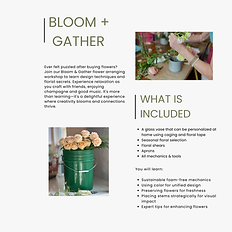 Bloom + Gather Floral workshop experience with family , freinds or teambuilding