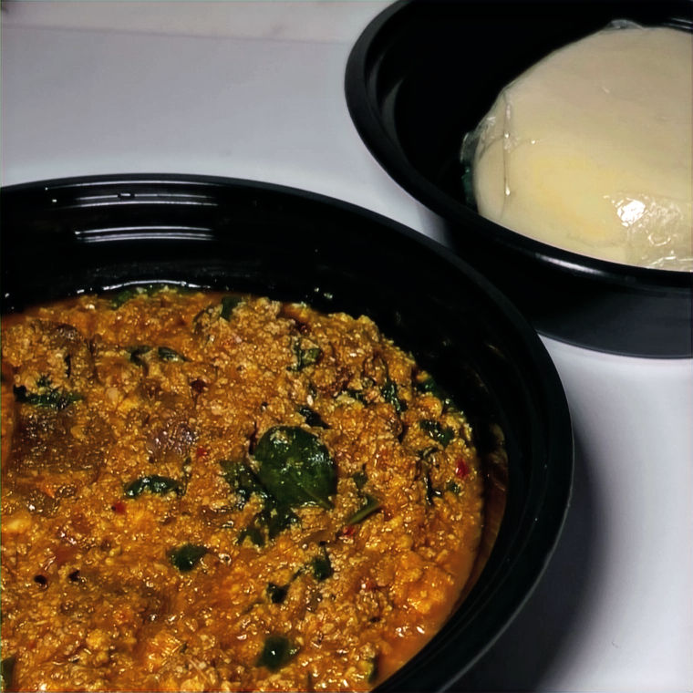 Egusi stew with Beef & Fufu