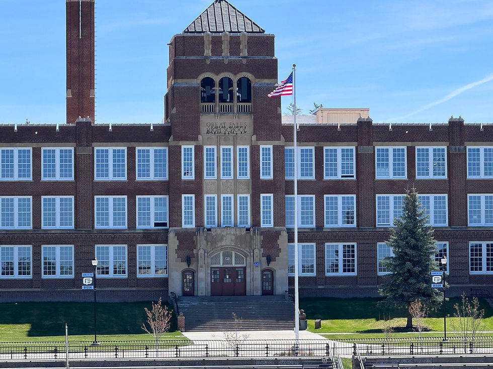 Photo of the original front entrance which is now the senior stairs