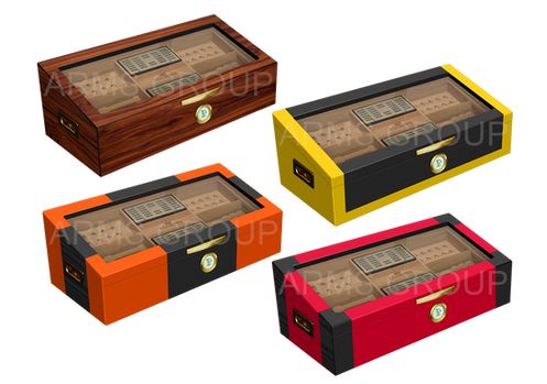 3332528B/3333041C/3332941A/3333141E Illuminated Hi-gloss finish colored carbon display humidor