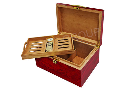 25H33-3 Red Marble Finish Cigar Humidor