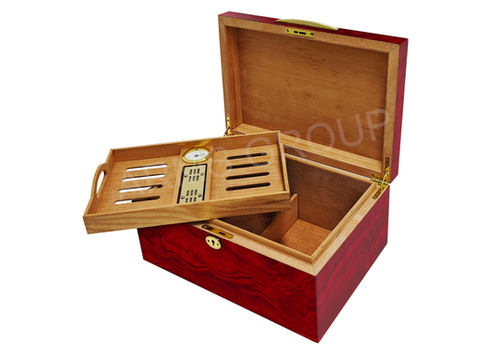 25H33-3 Red Marble Finish Cigar Humidor