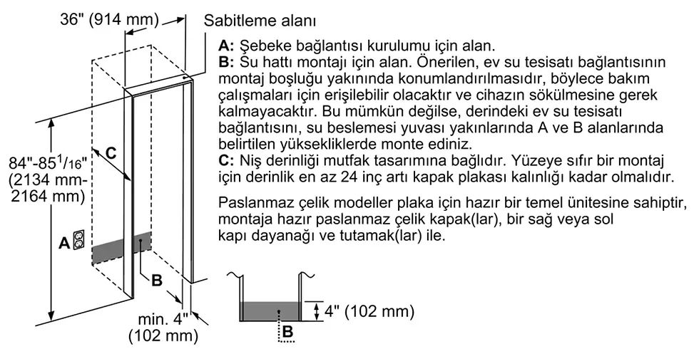 Küçük resim: Siemens Ankastre Buzdolabı Teknik ölçüler