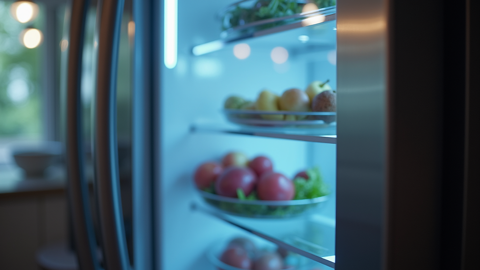 close-up view of LG InstaView refrigerator door with illuminated glass panel