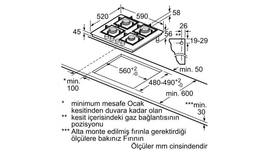 Küçük resim: Siemens EN6B2NP40O iQ300 Gazlı Ocak 60 cm Sert cam, Beyaz