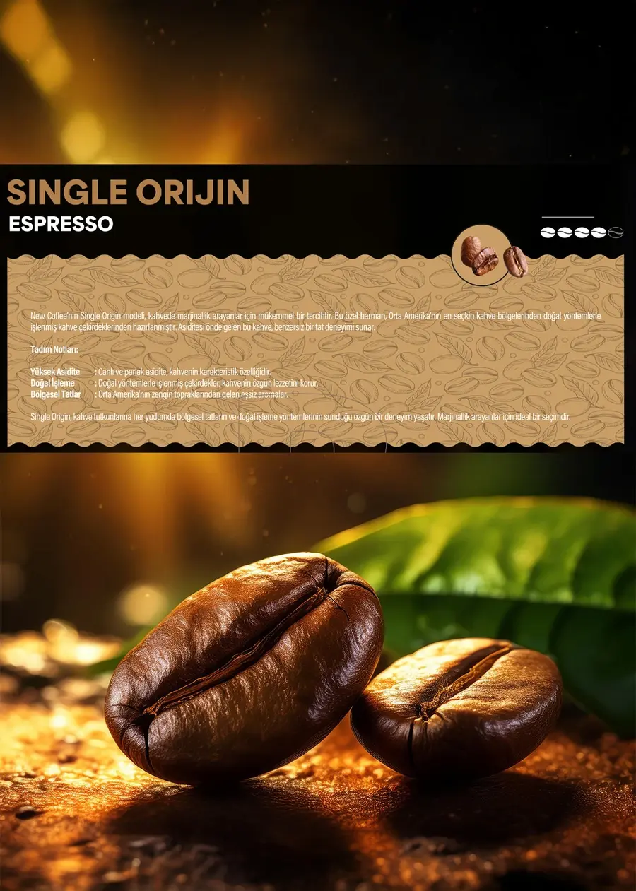 Küçük resim: New Coffee SO500GR Single Origin 500gr Espresso Çekirdek Kahve
