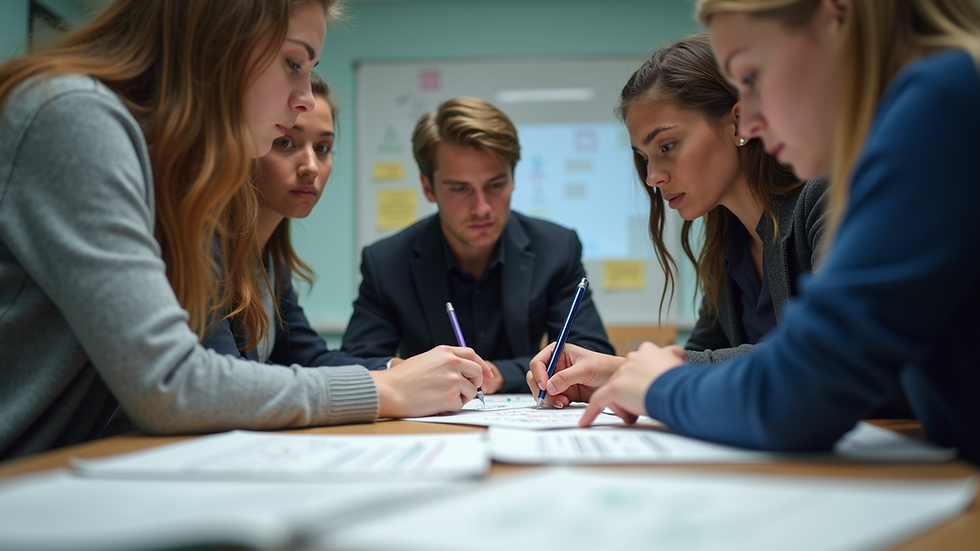 Eye-level view of students engaged in a collaborative project