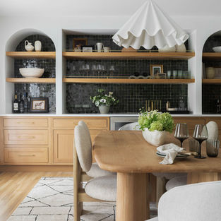 Elegant Built-in Dry Bar Nook – Organic Modern Dining Room Refresh