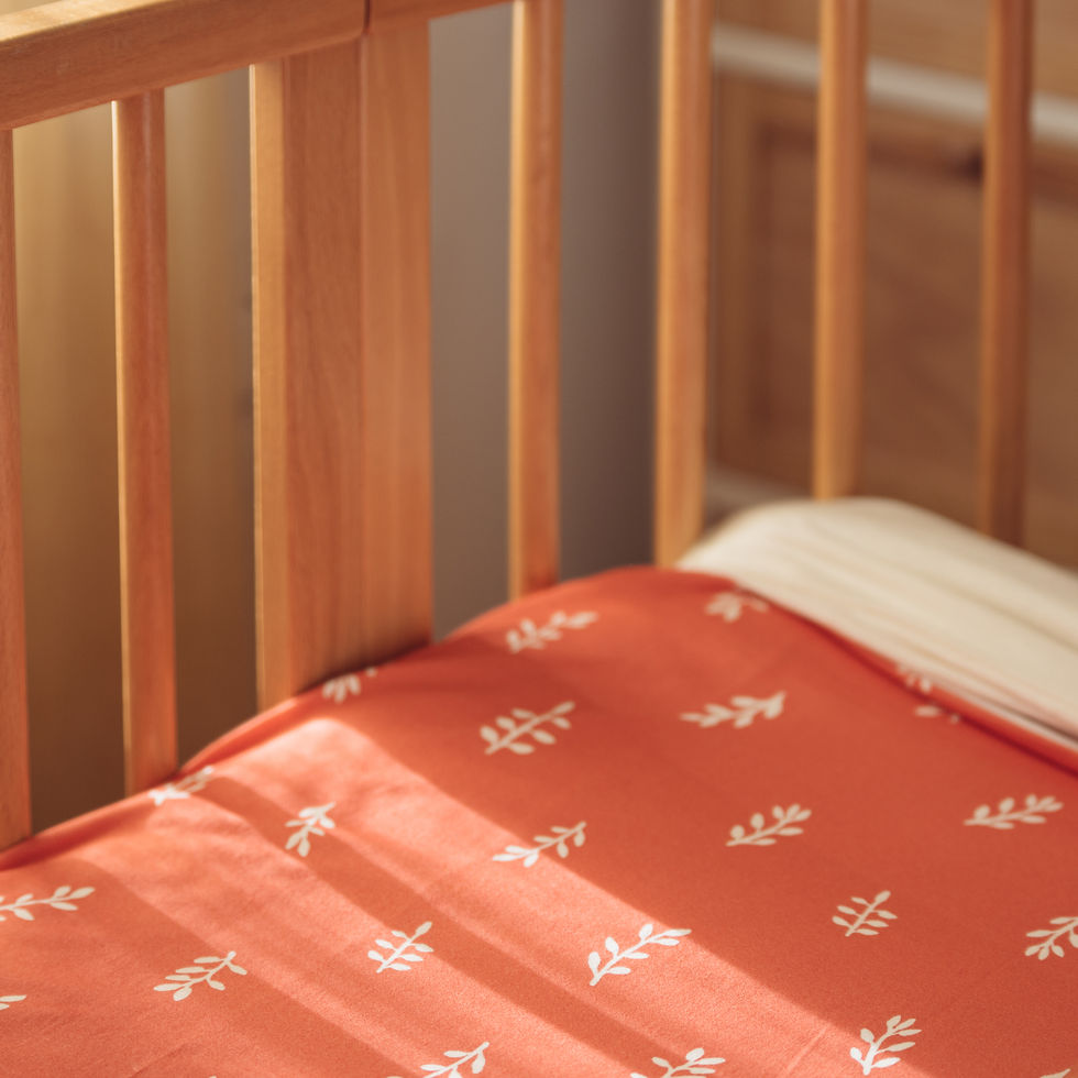 Thumbnail: White leaves on red - Cot Duvet Cover