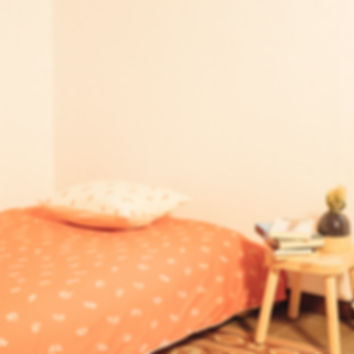 White leaves on red - Single Duvet Cover + Cushion Cover