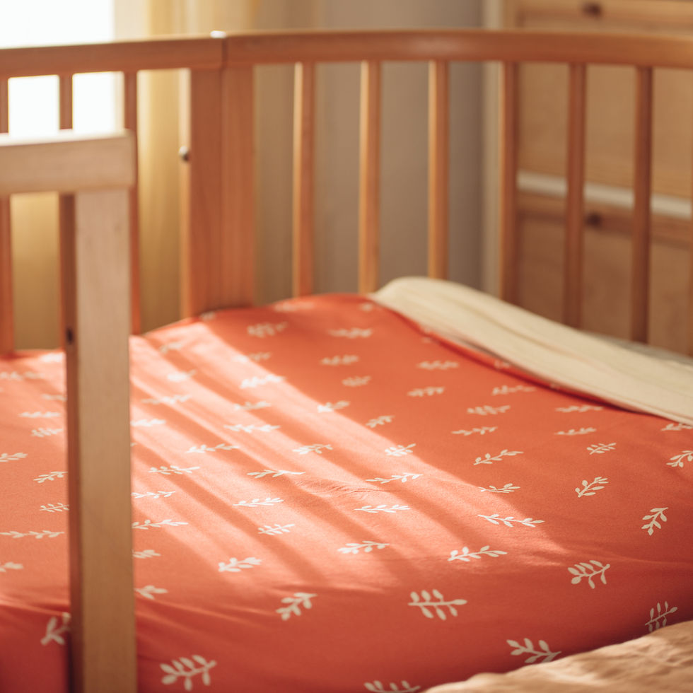 Thumbnail: White leaves on red - Cot Duvet Cover