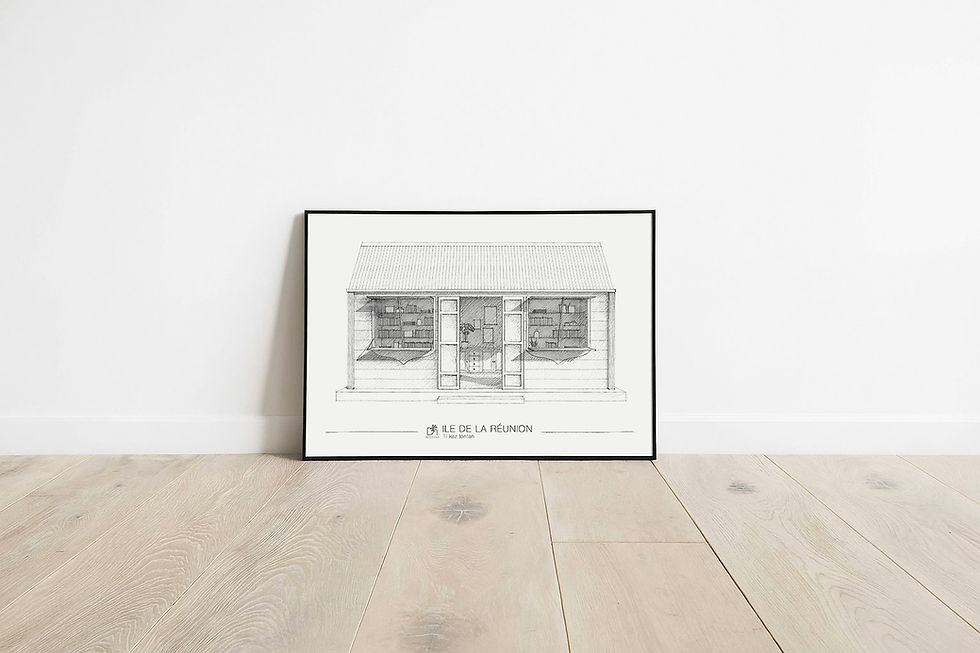 Affiche d'une case lontan La Réunion