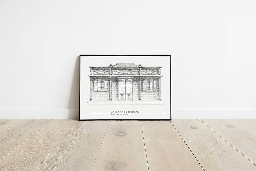 Affiche d'une case réunionnaise