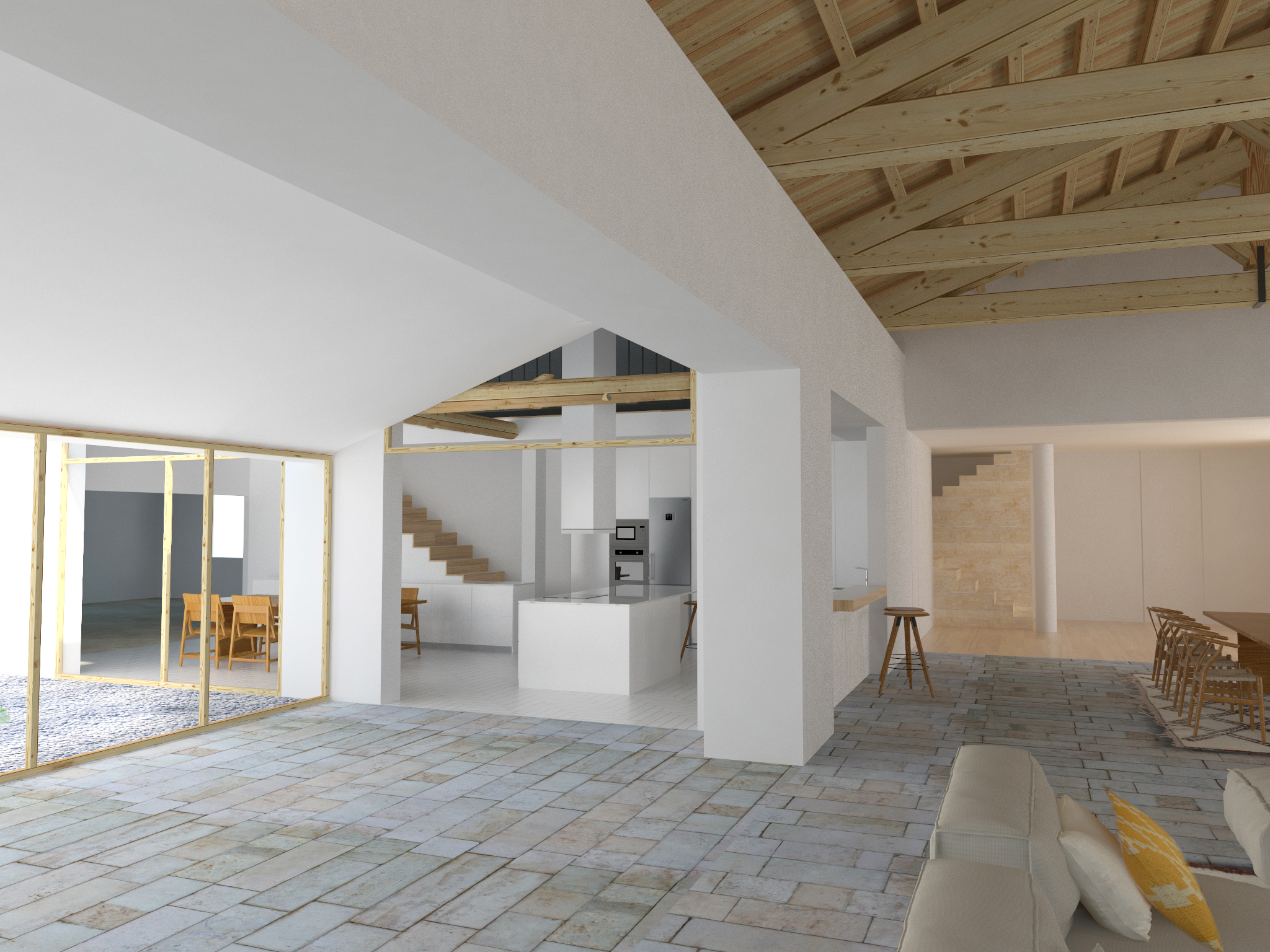 cocina abierta al salón comedor