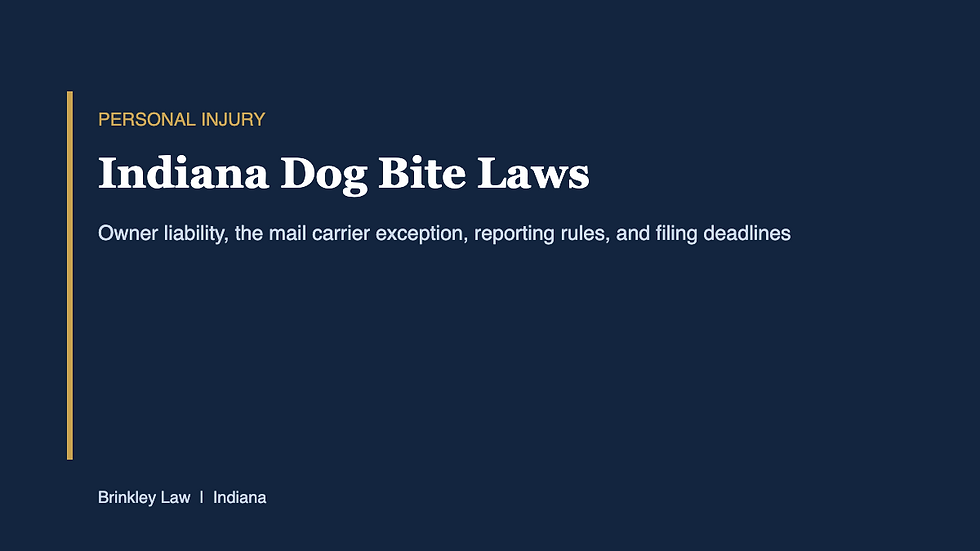 Cover graphic with the title Indiana Dog Bite Laws from Brinkley Law