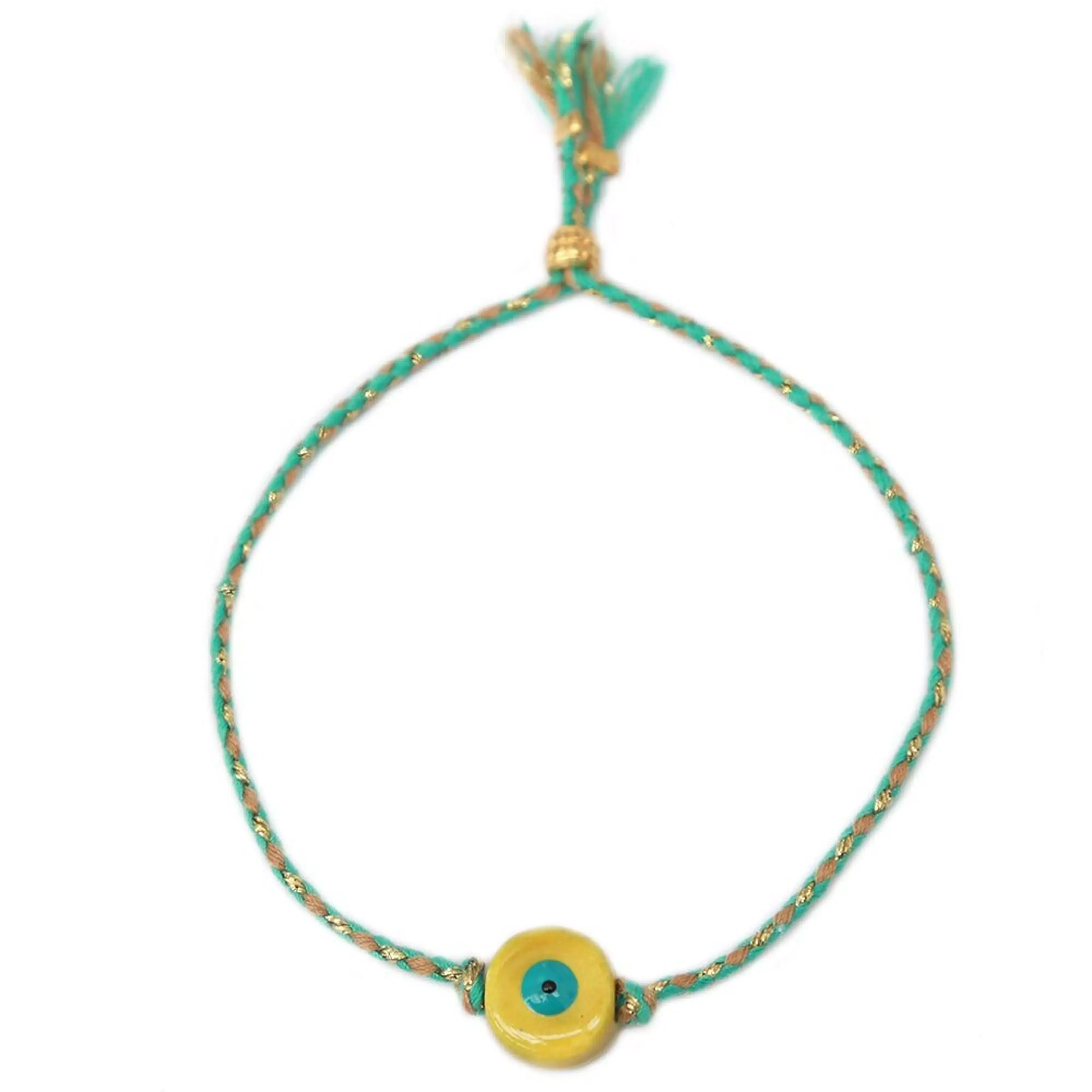 Love Ibiza - Bracelet "Contre le mauvais oeil" jaune et bleu
