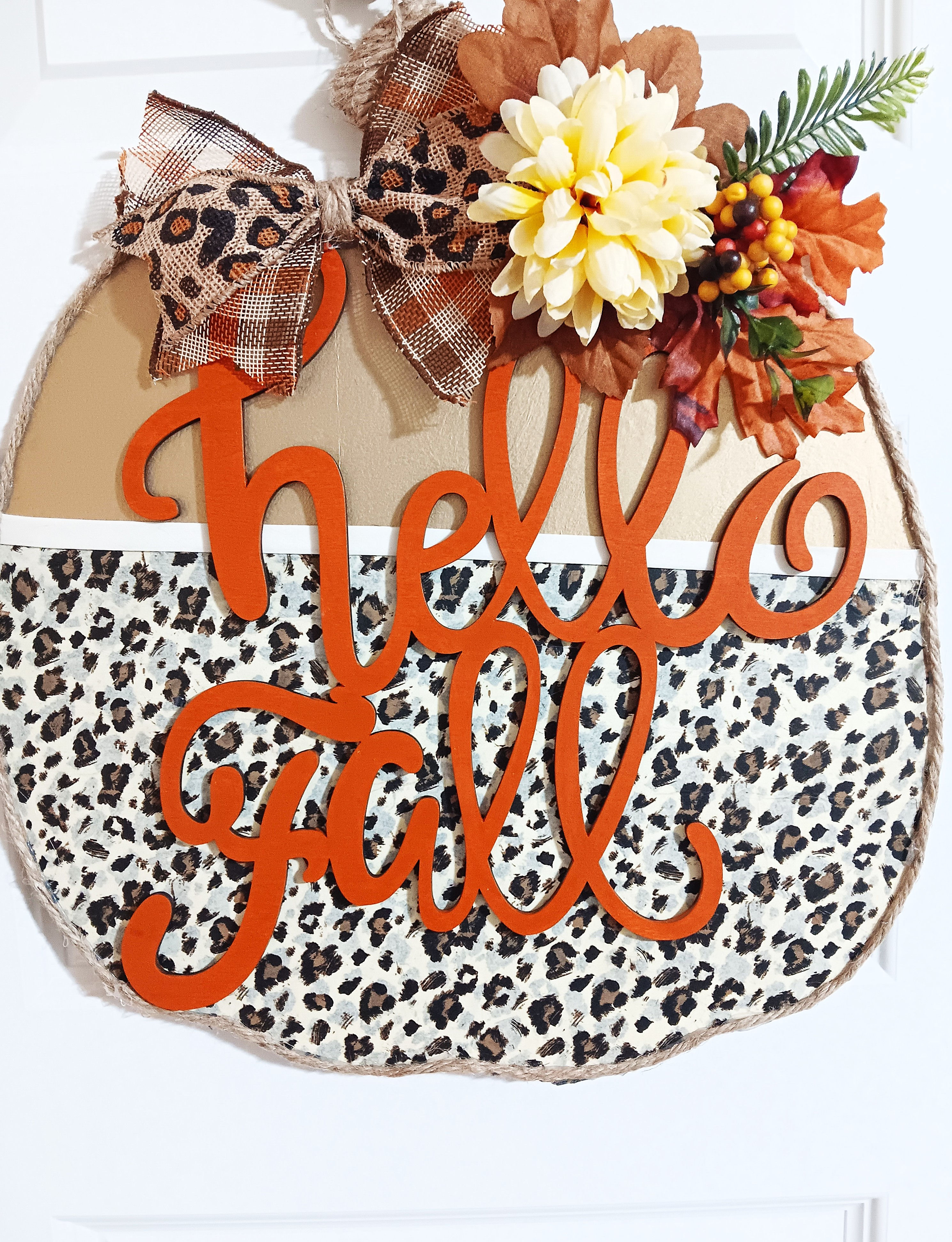 Animal Print - Hello Fall Wooden Wreath