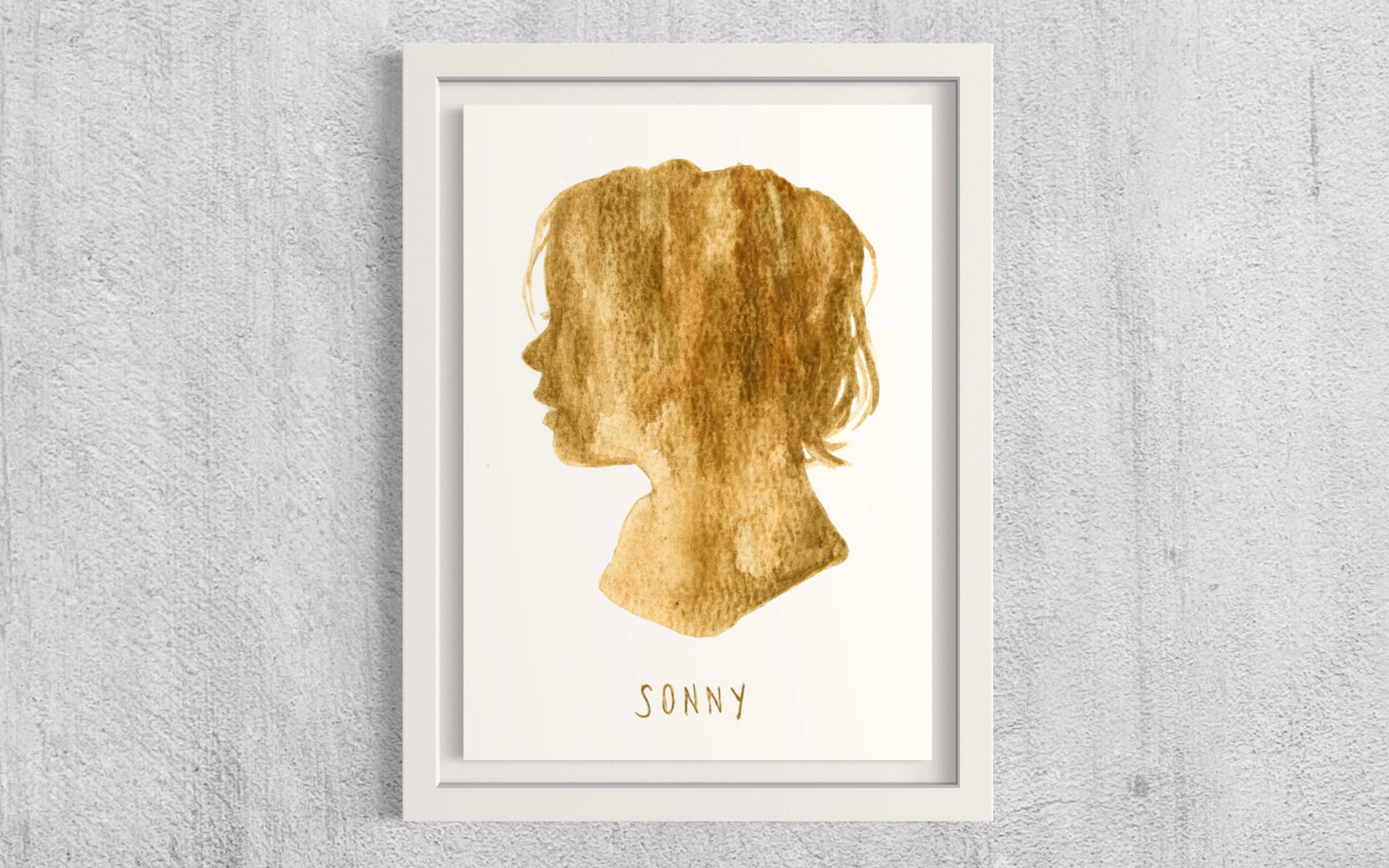 Custom watercolor silhouette portrait - 8 x 10 inches
