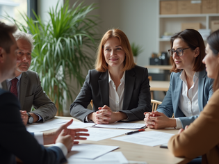 People at a team meeting.