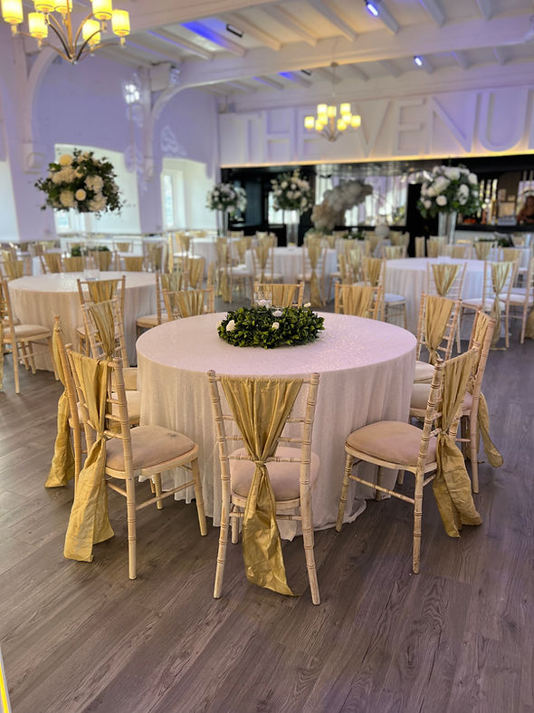 tables and chairs gold for special events