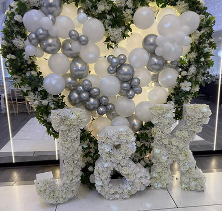 Stuuning floral hearth and letters for an enagement party at the venue bu white, wirral