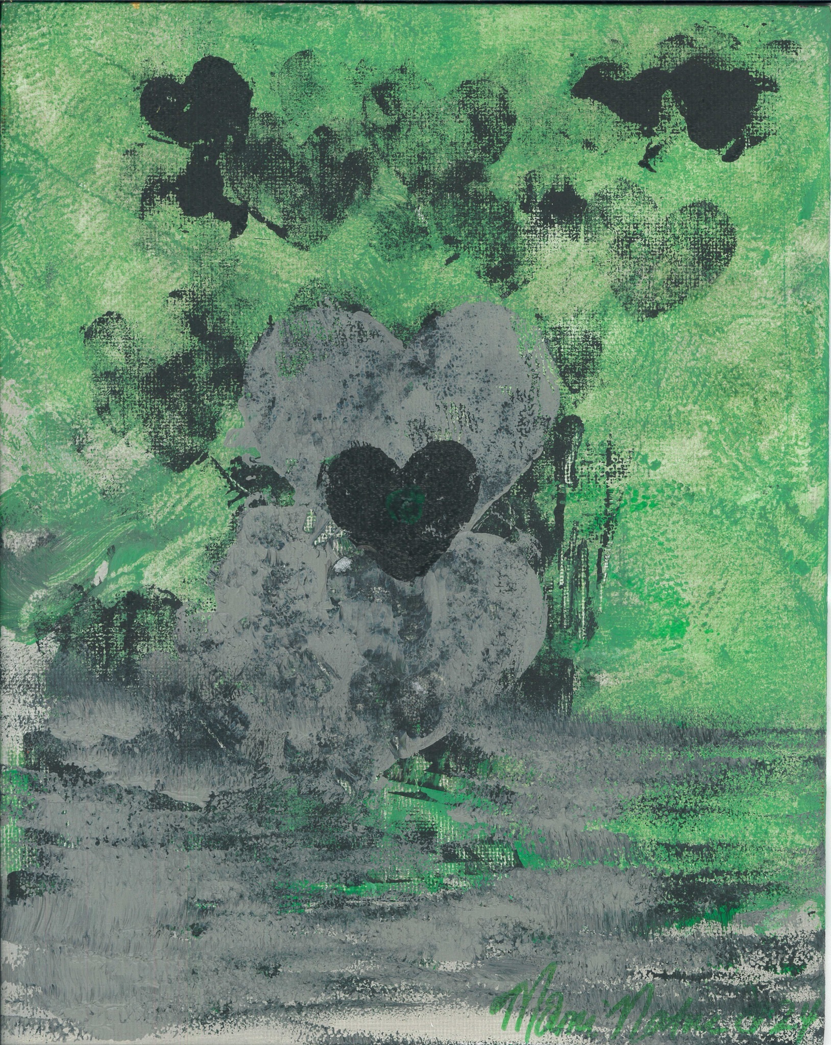 Hazy Heart, an abstract earth-toned painting by MamiNature