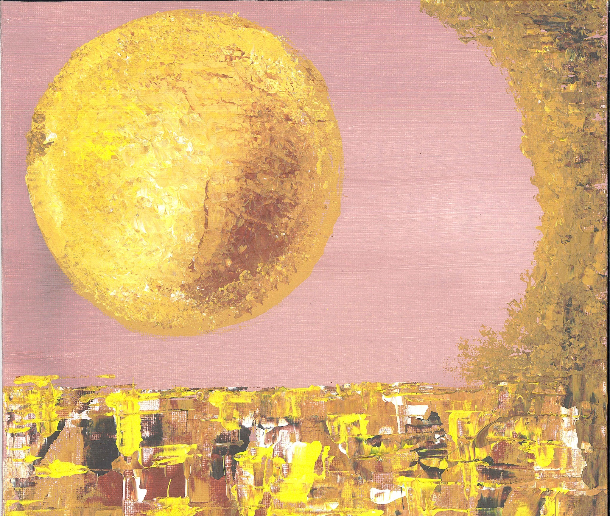 Son Sun, an abstract earth-toned painting by MamiNature