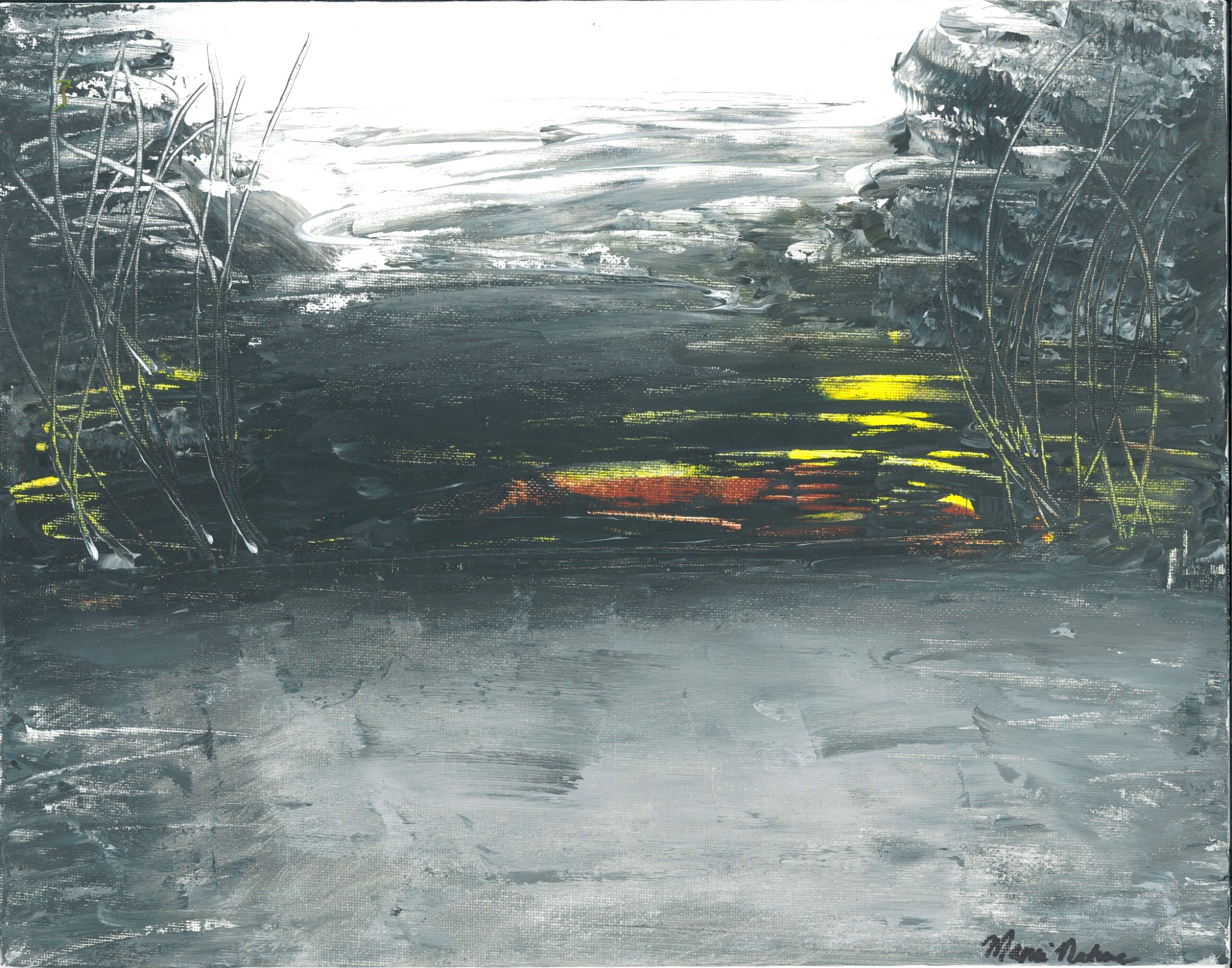 Muddy Waters, an abstract earth-toned painting by MamiNature