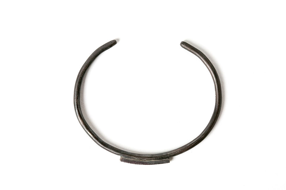 Thumbnail: BLACKENED STERLING SILVER CUFF WITH SILVER BAR