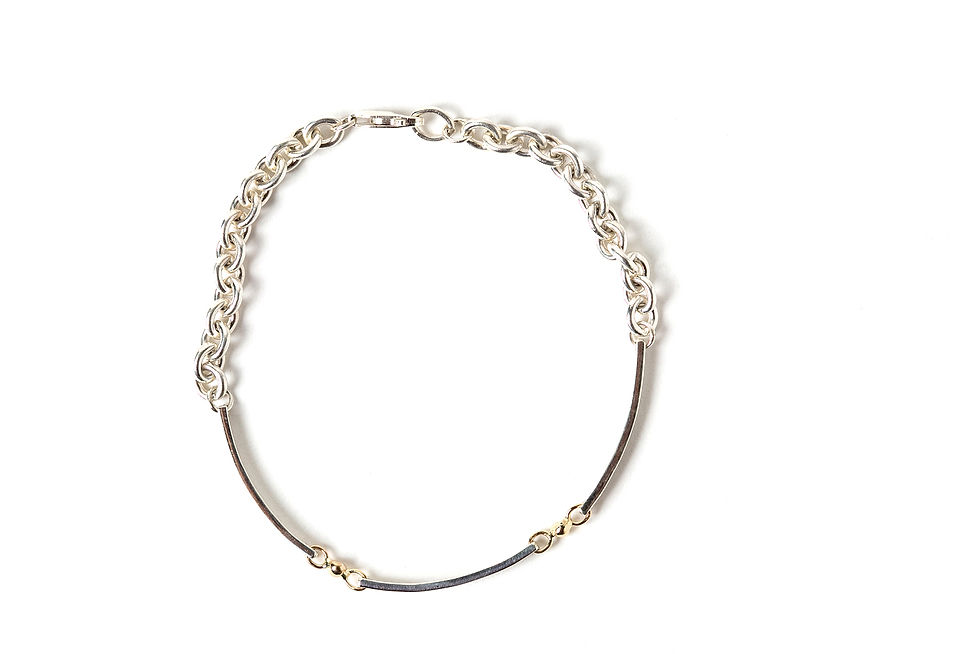 Thumbnail: STERLING SILVER LINK BRACELET WITH GOLD BALLS
