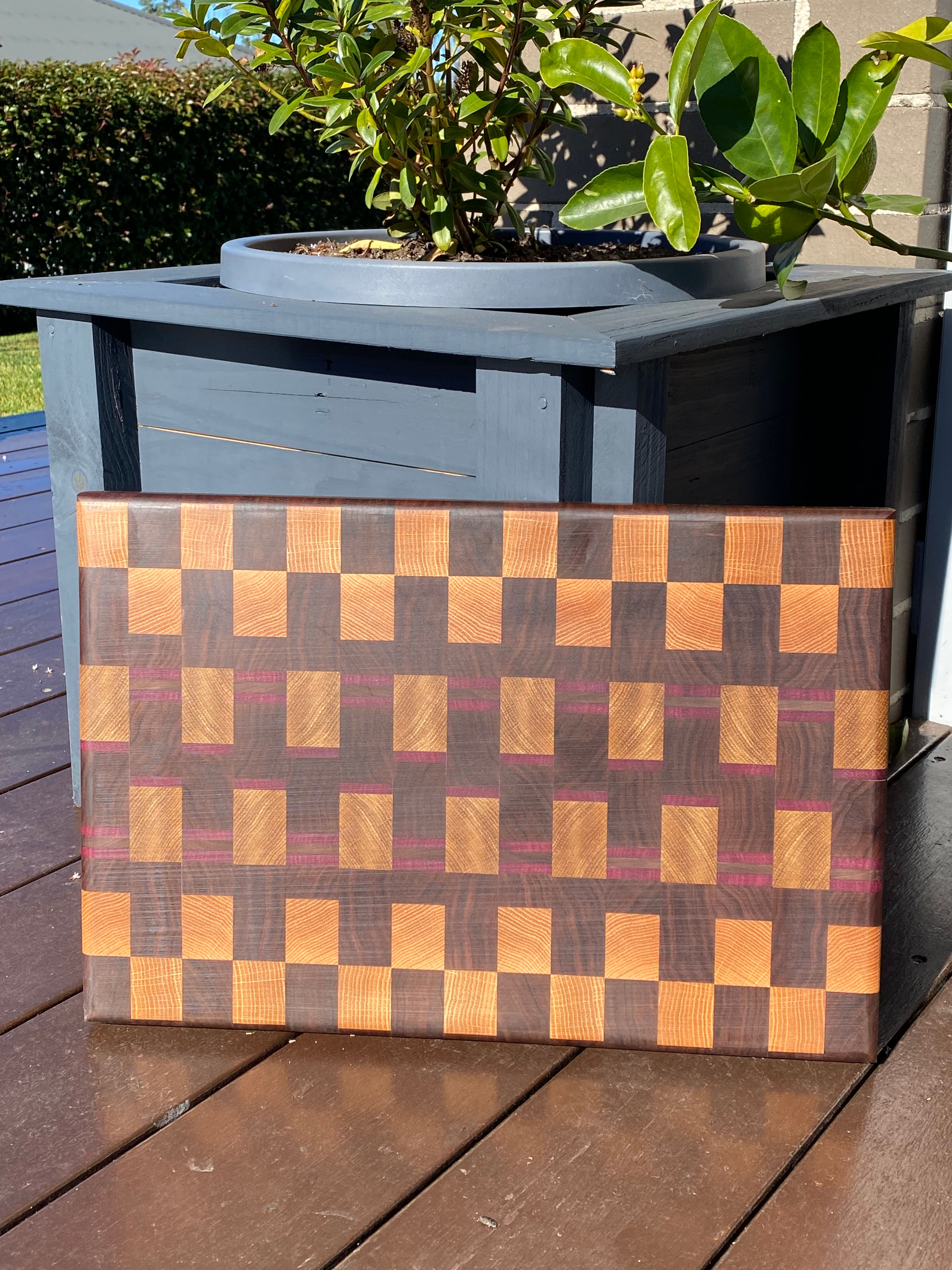 Handmade Chopping Board with purpleheart highlights