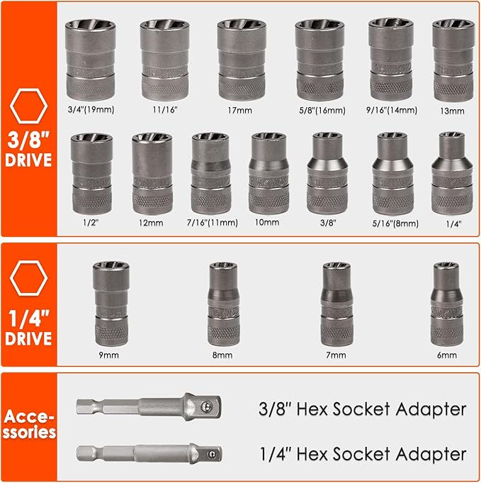 Thumbnail: 54pcs Broken Bolt Extractor Kit W6106