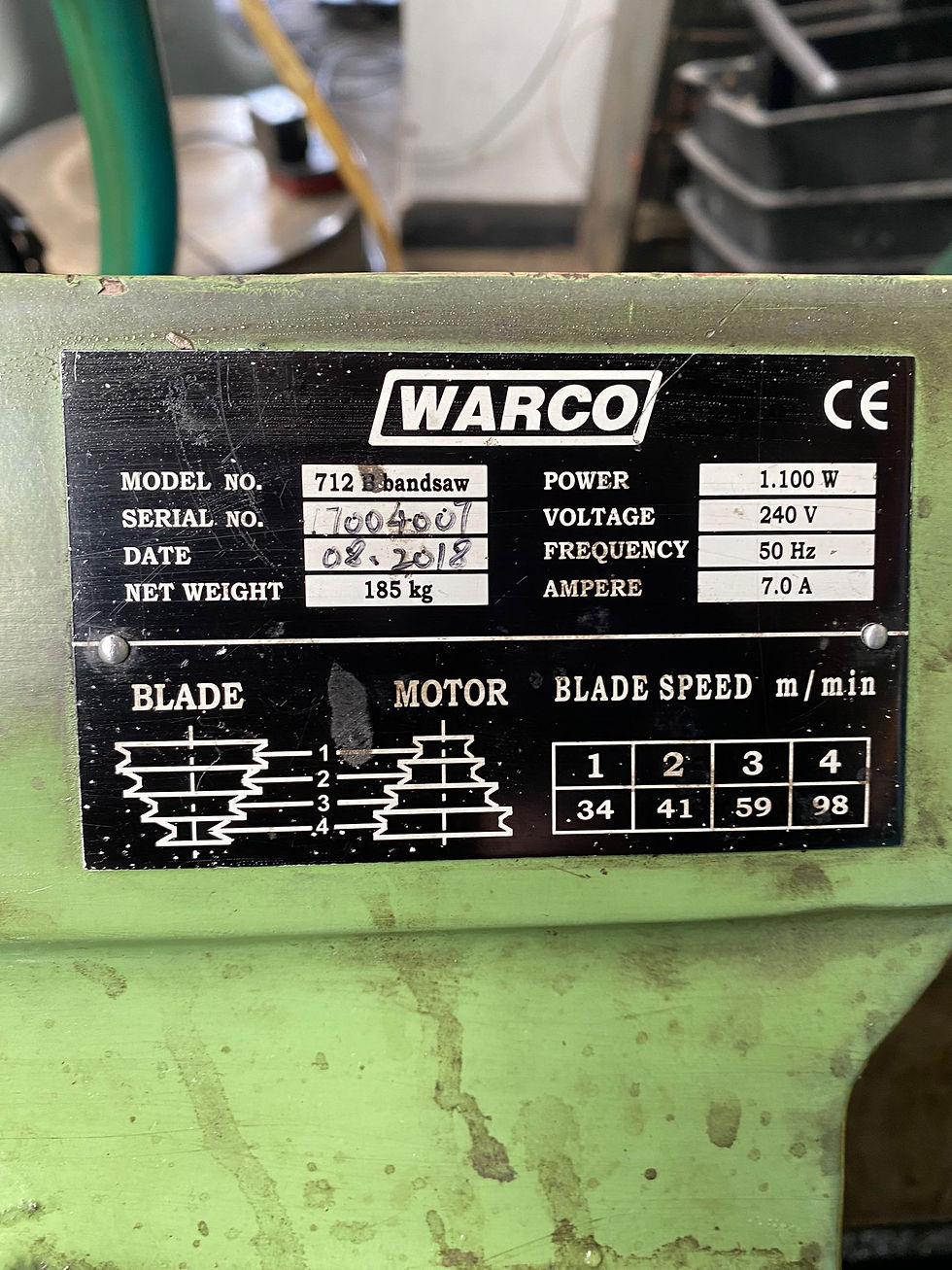 Thumbnail: WARCO 712 HORIZONTAL BANDSAW  (SINGLE PHASE)
