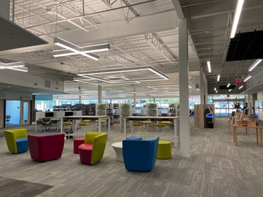 library interior with seating