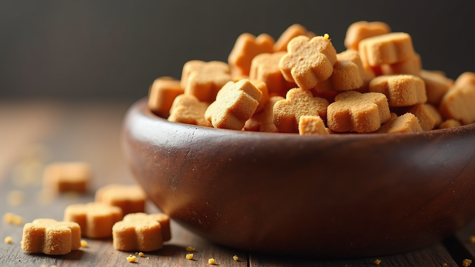 Close-up view of grain-free dog treats in a bowl