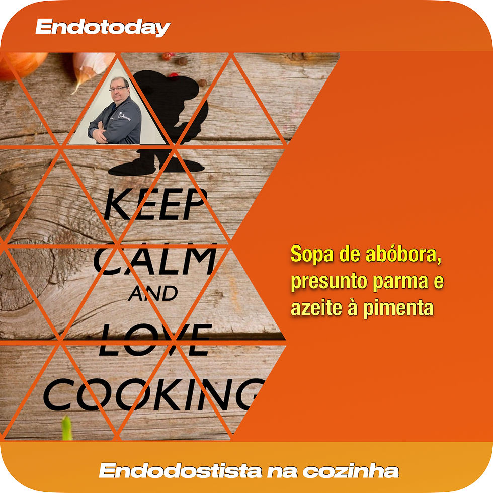Sopa de abóbora, presunto parma e azeite à pimenta