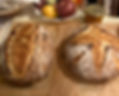 Two sourdough loaves seen from above