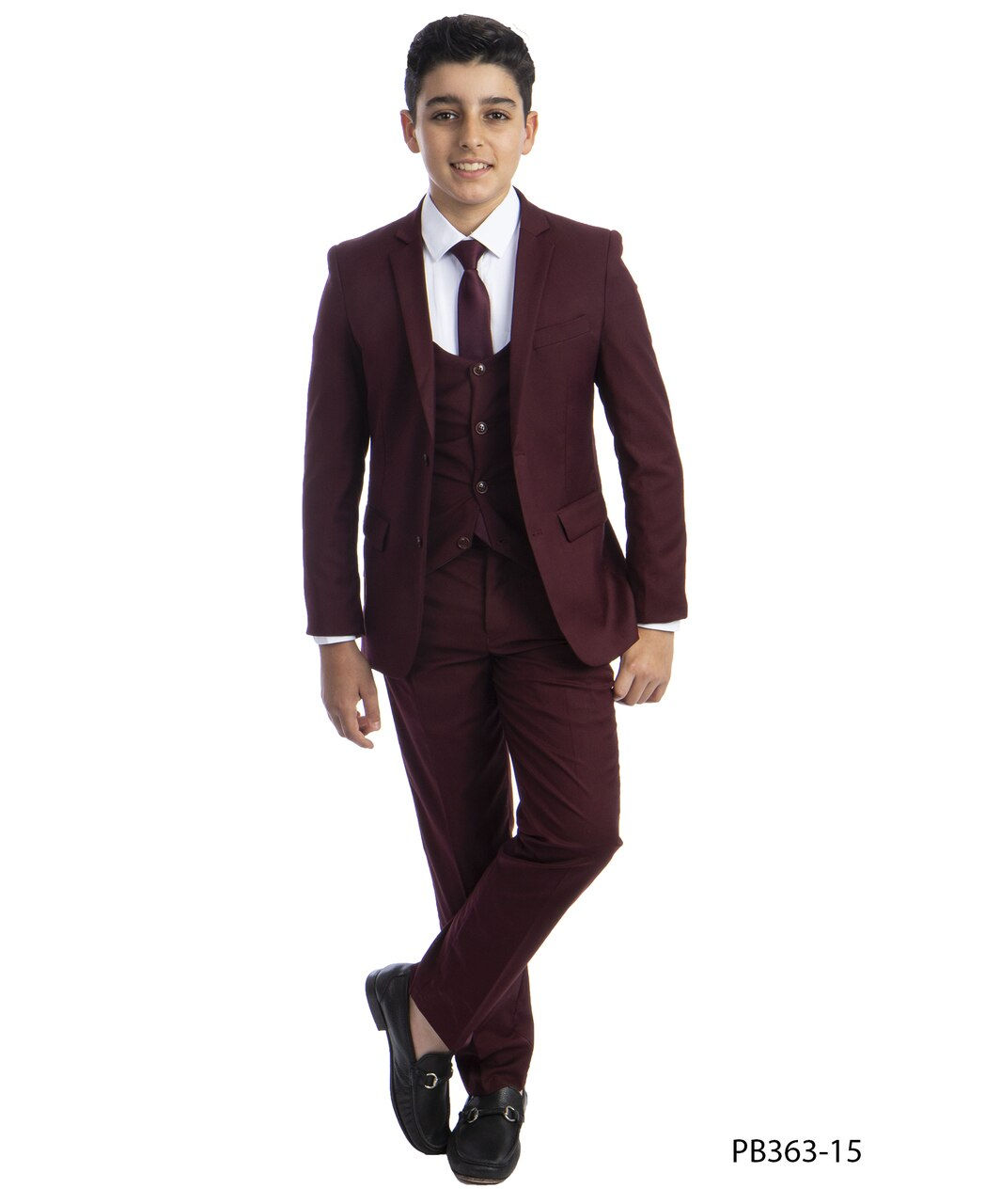 Perry Ellis   Burgundy Slim Fit Boy's Suit 5 pcs set
