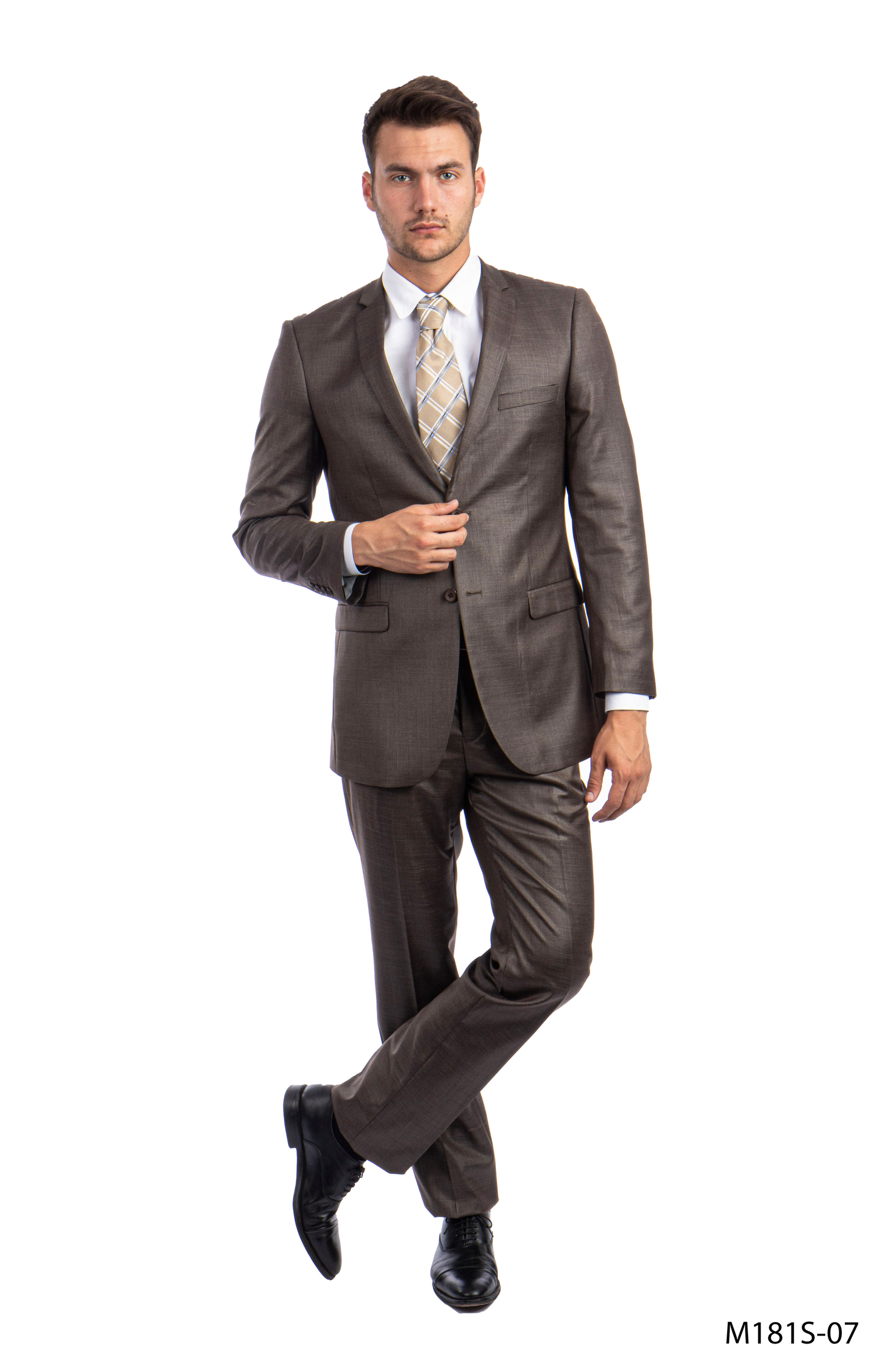 Slim Fit Cocoa Shark Skin 2pcs Suit