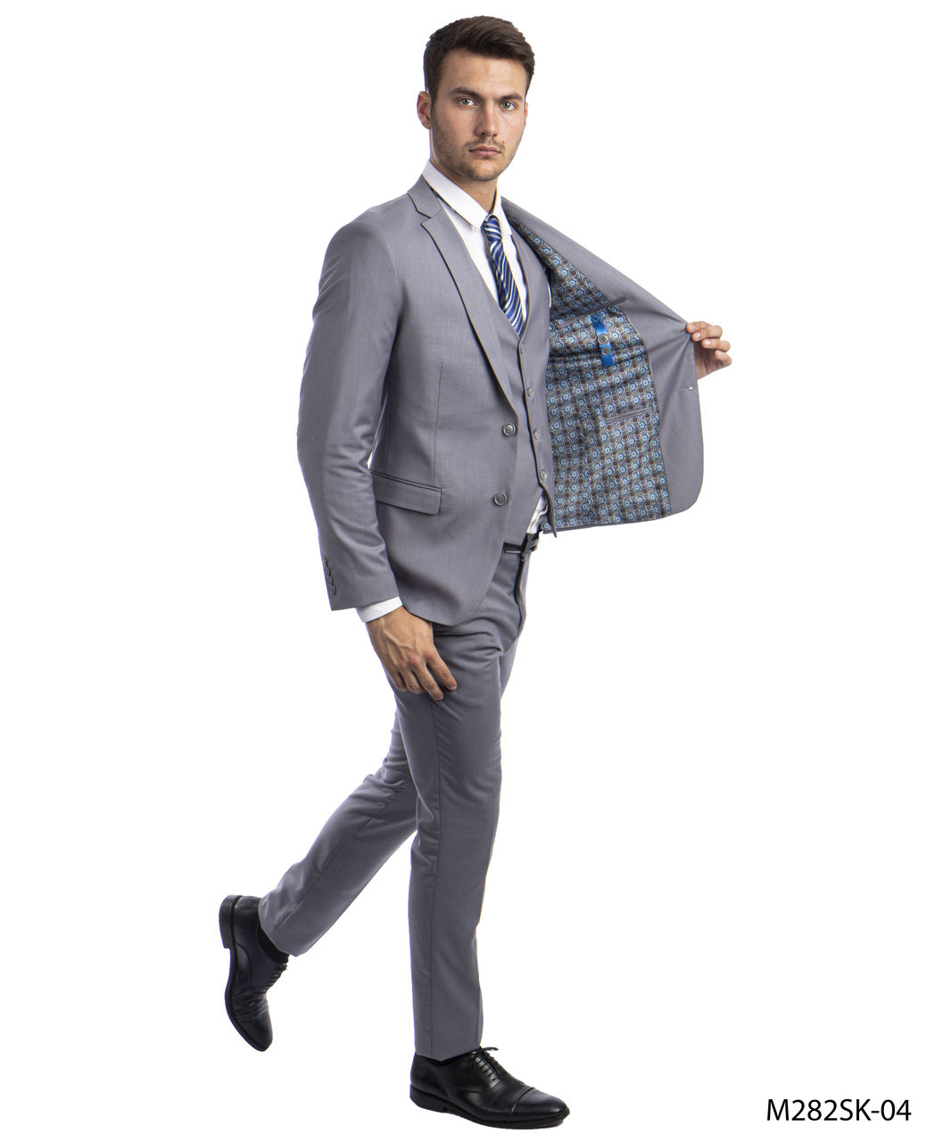 Ultra Slim-Fit 3pcs Lt.Gray Suit Skinny Pants