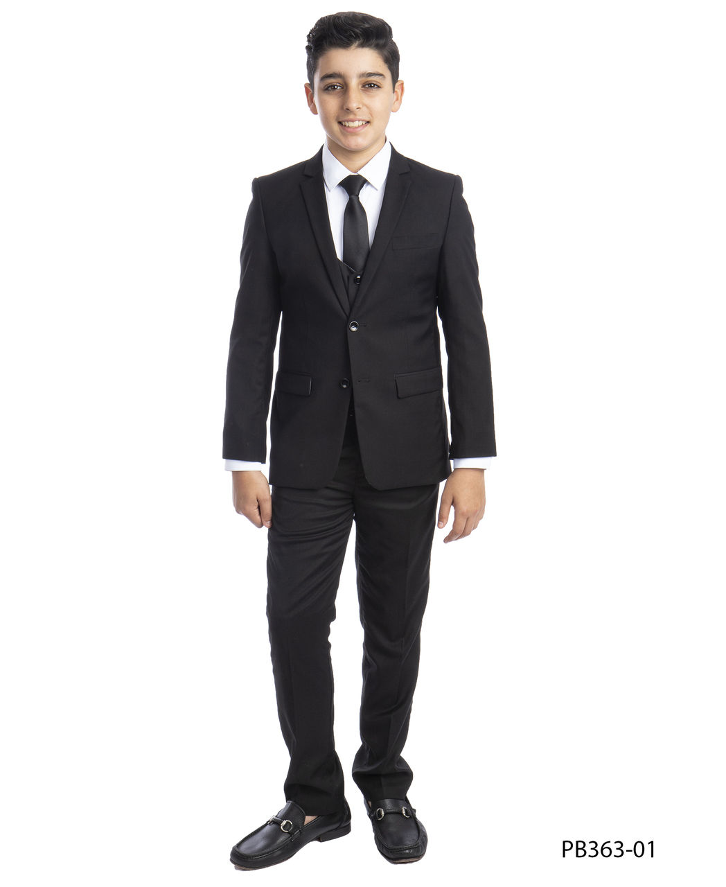 Slim Fit Perry Ellis 5 pcs BLACK Boys Suit