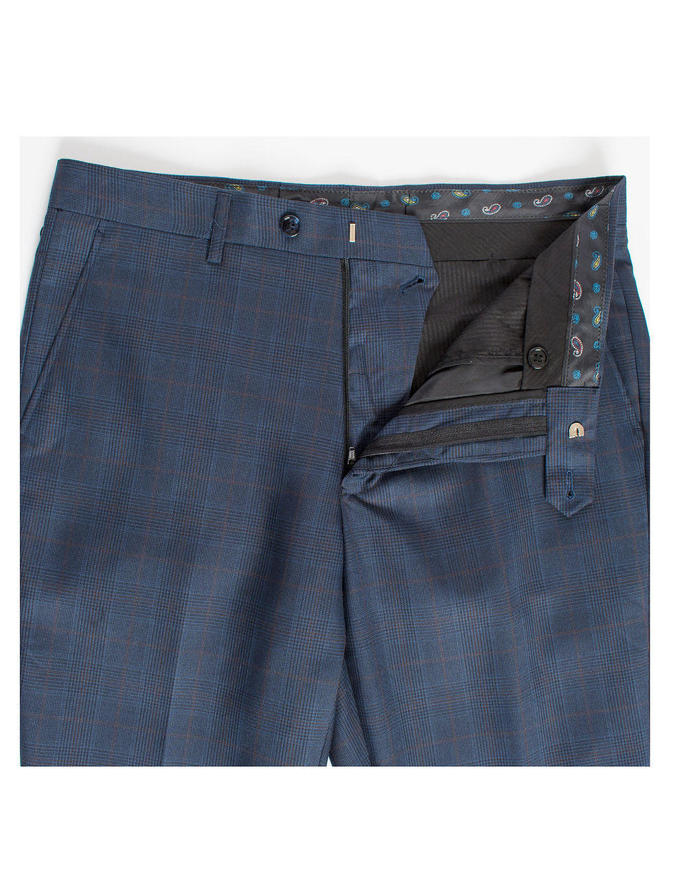 Thumbnail: Slim-Fit Navy Plaid Dress Pants
