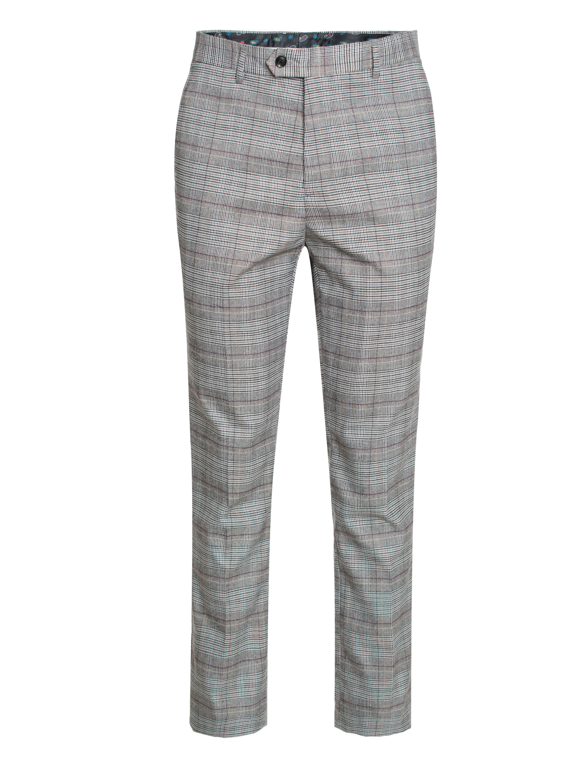 Slim-Fit Lt. Gray Plaid Dress Pants