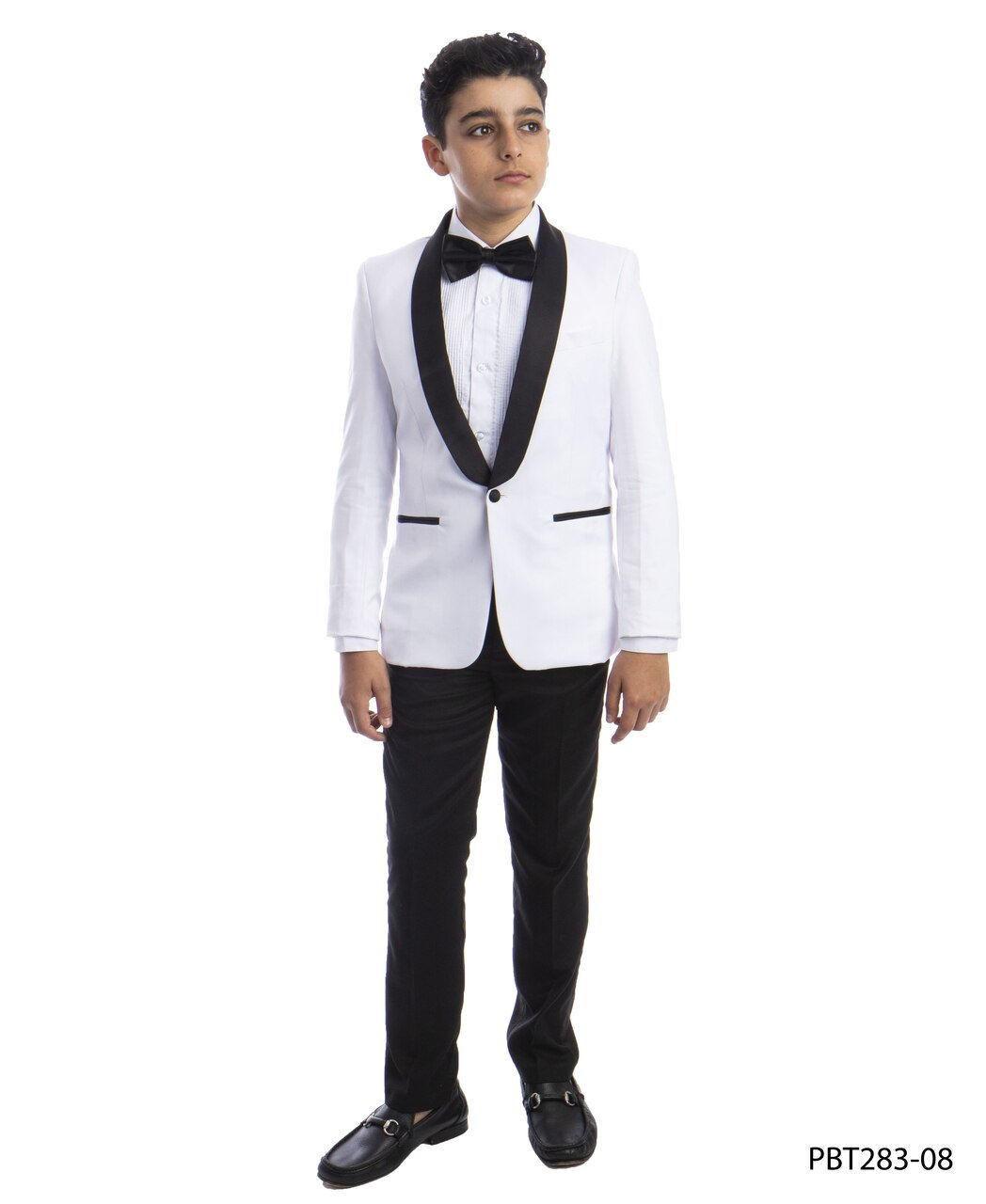 Perry Ellis WHITE Boy's 5-Piece Slim Fit Shawl  Collar Tuxedo Set